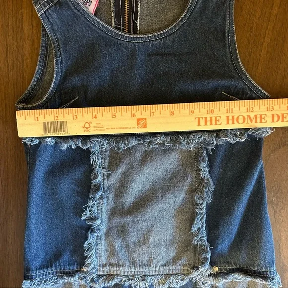 Vintage 90’s Princess Collection Denim Fringe Patchwork Dress Girls Size S 7/8 - Picture 9 of 11
